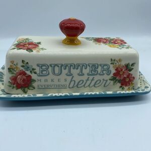 Pioneer Woman Vintage Floral Pattern " Butter Makes Everything Better " Dish